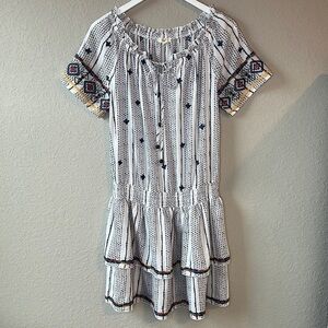 Easel Los Angeles Anthropologie Off Shoulder Embroidered Dress Size S